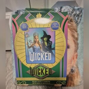 Wicked Silky Soft Throw With Elphaba & Glinda - Green, Gold, Purple. 40 X 50inch